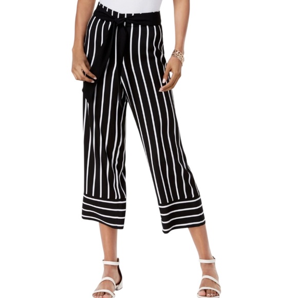 INC International Concepts Pants - INC International Concepts Black and White Wide Leg Crop Pants Size Petite Large